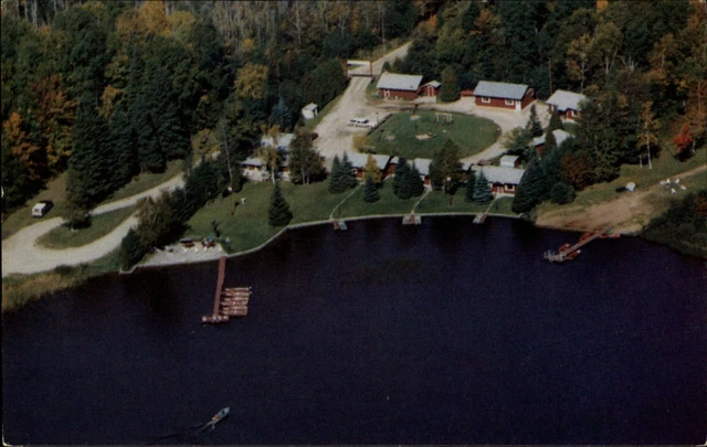 Twin Cedars Resort Trout Lake Michigan Upper Peninsula ~ 1970s vintage postcard