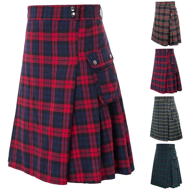 Gonna da tasca Scottish Kilts Highland Casual Kilt 5 Yard 4 Colori Uomo Plaid