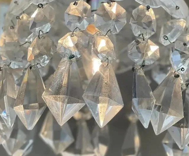 Vintage Chandelier Light, Unique Pendant Light, Cut Glass Lights - Two Available Vintage Chandelier Light, Unique Pendant Light, Cut Glass Lights - Two Available