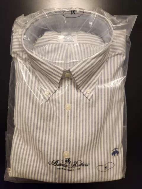 BRAND NEW BROOKS Brothers Medium Dress Shirt Blue and White Stripes $30 ...