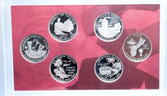 2009 S US Territory DC MARIANA PR GUAM SAMOA Proof Silver 25c 6 Coin SET i114111