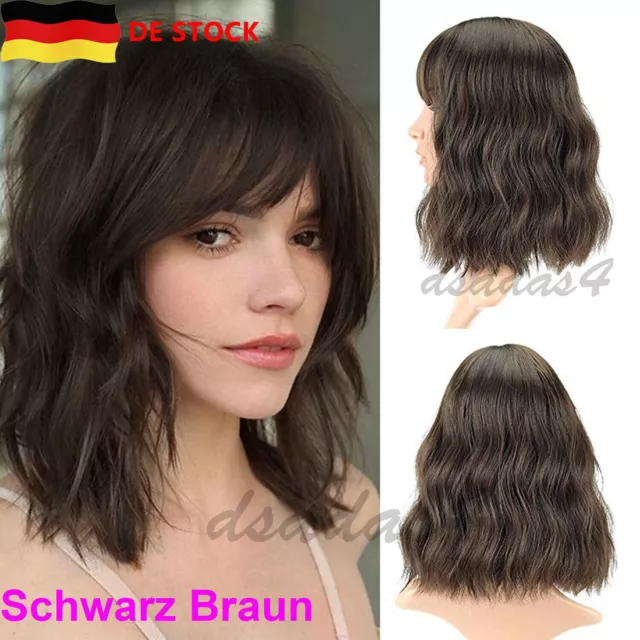 2021 Schulterlange kurze lockige Vollknall Frauen wellig Bob Perücke für Cosplay