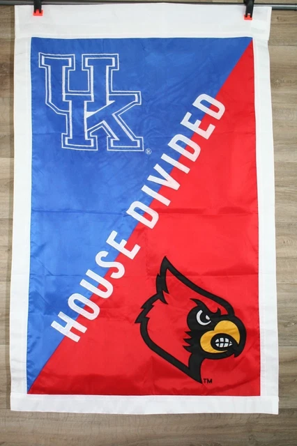 A House Divided Louisville Cardinals & Kentucky Wildcats DS Applique House Flag