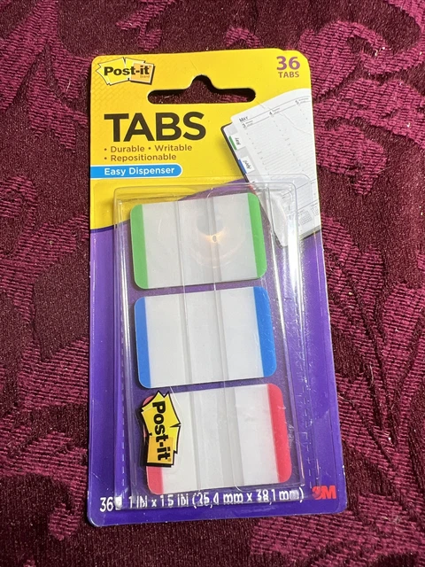 Post-it Durable Tabs 1" x 1.5" Green/Blue/Red MMM 686LGBRT 36ct