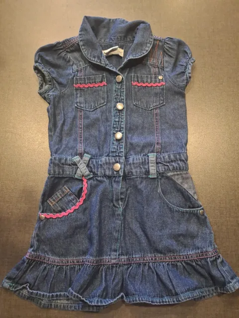 girls 3-4 years mini frill pinafore dress denim summer clothes smart cute next d