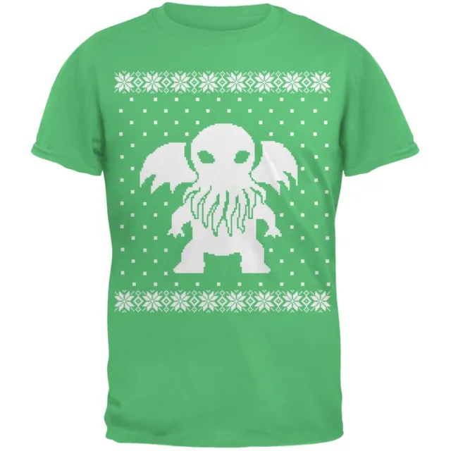 Big Cthulhu Ugly Lovecraft Christmas Sweater Green Youth T-Shirt
