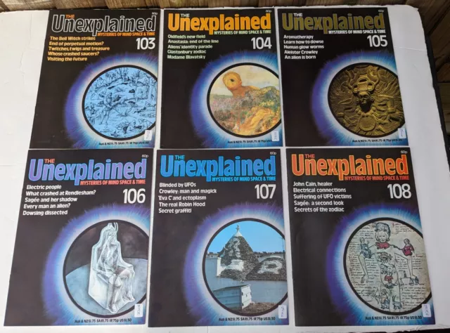 The Unexplained Magazine Mysteries of Mind Space and Time edition 103-108 80s VG