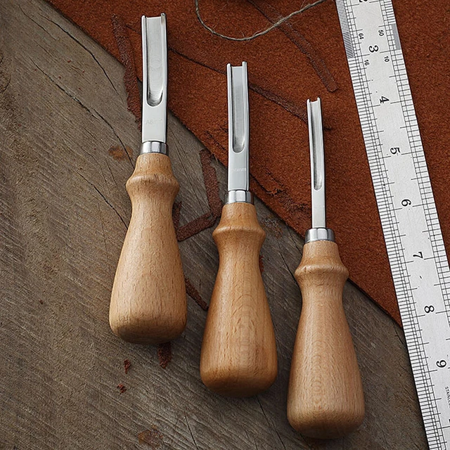 WOOD HANDLE FRENCH Style Leathercraft Leather Edge Beveler Leather