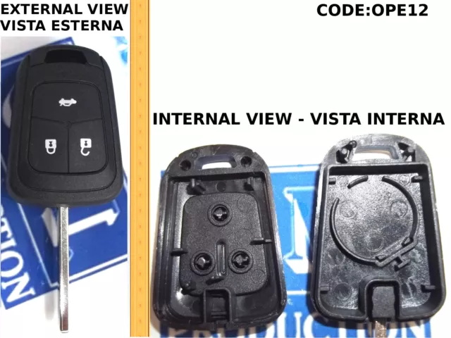 Gusci Cover Chiave Telecomando 3 Tasti Opel Meriva Corsa Astra J Mokka Vauxhall