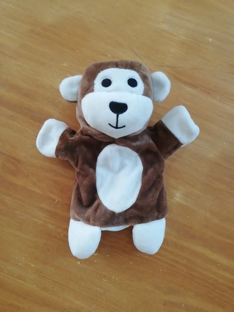OL/ Doudou Peluche Marionnette Maisons Du Monde Singe Marron Blanc