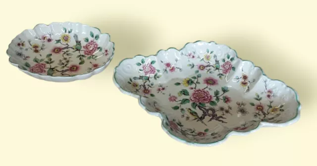 2 Vintage Old Foley Dishes  by James Kent in 'Chinese Rose' with Bird Print