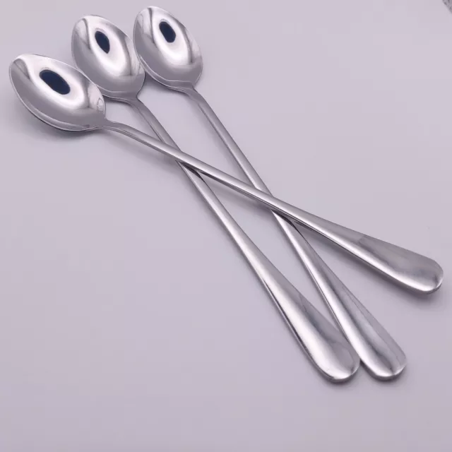 3 Long Handle Teaspoons Tea Spoon Stainless Steel Coffee Latte Ice-cream spoon