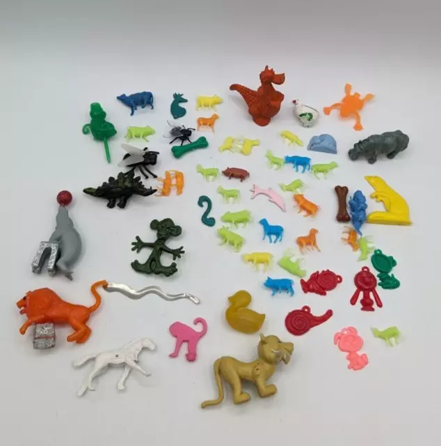50+ Vtg Gumball Charm Cracker Jack LOT Animals Vending Machine Prize Toy