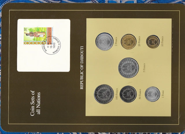 Coin Sets of All Nations Djibouti w/card 1977-1991 UNC 50 Francs 1989