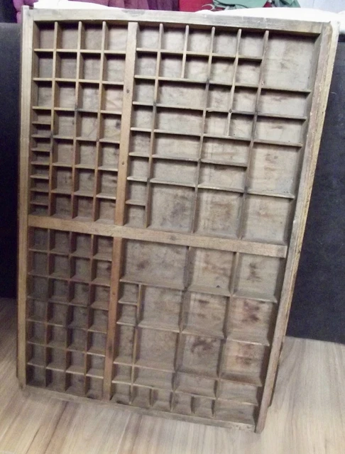 Antigua Plato Madera Printers Francés Tipógrafo Cajón Decoración Industrial 1880