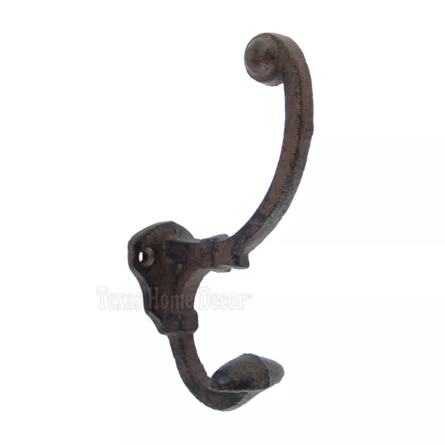 Rustic Double Wall Hook Cast Iron Hat Towel Coat Key Hanger Antique Style