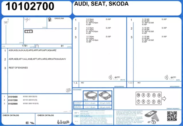 Zylinderkopfbolzensatz Audi A4 20V 1.8 150 AEB (5/1999-) 2