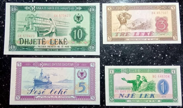 Albania Banknotes 1976 Short Serie   1,3,5,10 Lek UNC