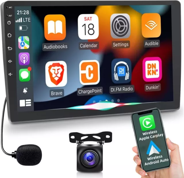 9" Apple Carplay Android 11 Car Stereo Radio GPS Navi WiFi Double 2 Din + Camera