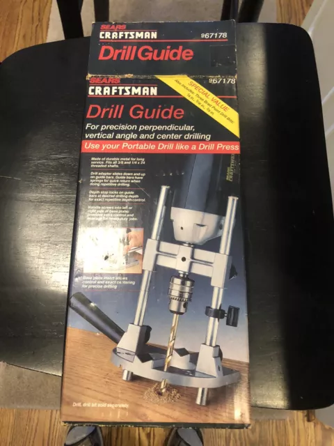 Guía de taladros Sears Craftsman para taladros portátiles #9_67173 - usada/completa con 3 brocas