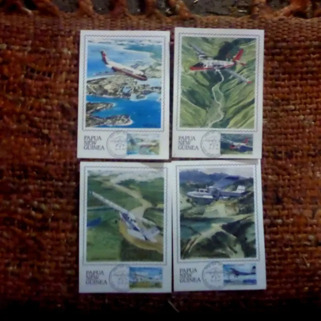 1987 Papua New Guinea  Aircraft Set Of 4 Maxi Cards