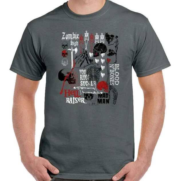 Zombie T-Shirt Alto Uomo Divertente Teschio Uccisione Il Passeggio Halloween