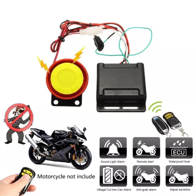 12V Motorcycle Bike Scooter Anti-theft Alarm System Security Remote Engine Alarm