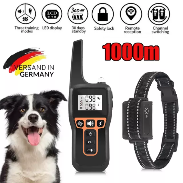 Hund Ausbildung Stromschlag 1000M Erziehungshalsband Hunde Vibration Ton e-Shock