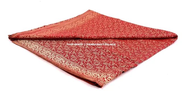 Indiano Tradizionale Rosso Banarasi Seta Sari con Camicetta Pezzi Craft Paisley