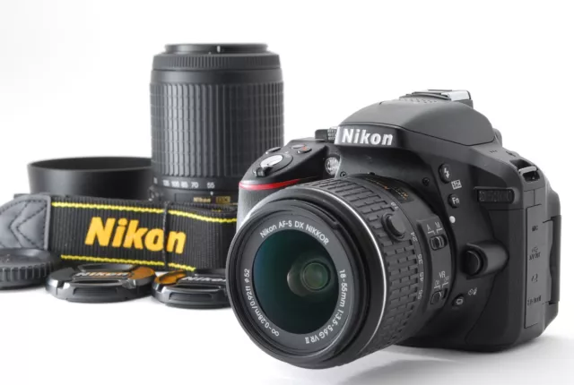 "MINT" Nikon D5300 24.1MP Digital SLR DSLR Camera 18-55 55-200 VR Lens set