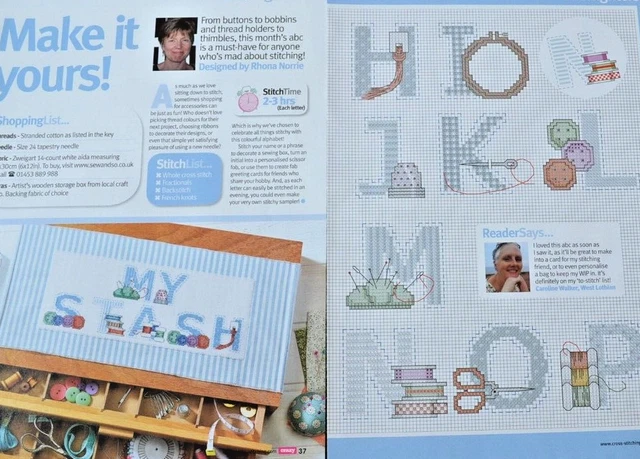 Cross Stitch Chart Only - Sewing Accessories Themed alphabet ABC