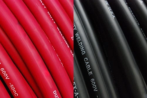 TEMCo INDUSTRIAL WC0190-30' (15' Blk, 15' Red) 4 Gauge AWG Welding Lead & Car...
