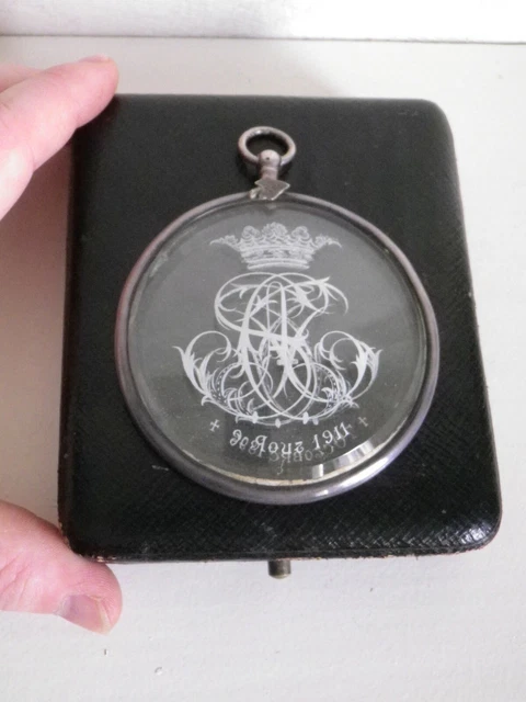 Pendentif Médaillon Ancien En Argent Massif - Reliquaire Français Du XIXe Siècle - Occasion