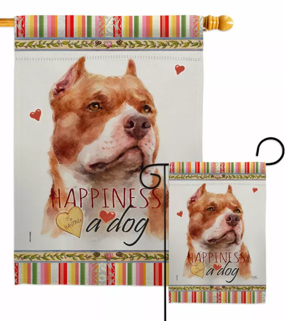 Fawn Pitbull Happiness Garden Flag Dog Animals Decorative Gift Yard House Banner