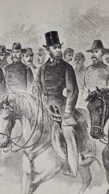 Harper's Weekly 5/2/1863 Abraham Lincoln on Horseback reviews Army of Potomac