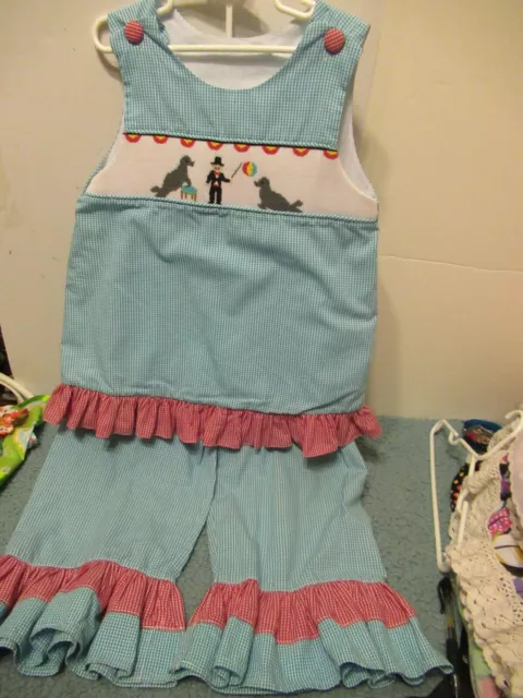 (D2) Girls Remember Nguyen 2 Piece Multicolored Check Smocked Outfit Circus