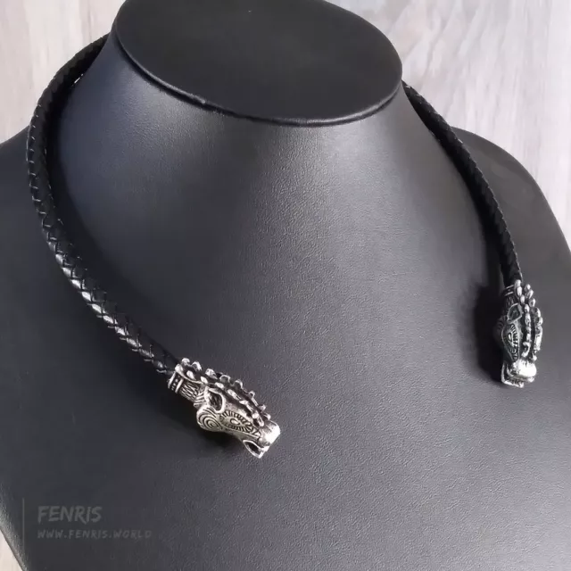 Stag Torc Silver Black Leather Norse Viking Celtic Hand Made | Fenris on Ebay