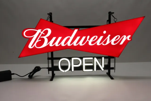 Budweiser Beer OPEN LED Light Up Bar Sign Restaurant Business Pub Game Room