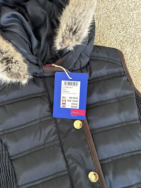 JOULES JUNIOR GIRLS Alanis Padded Gilet Marine Navy Faux Fur Lined Hood 4 Years 25.00 PicClick UK