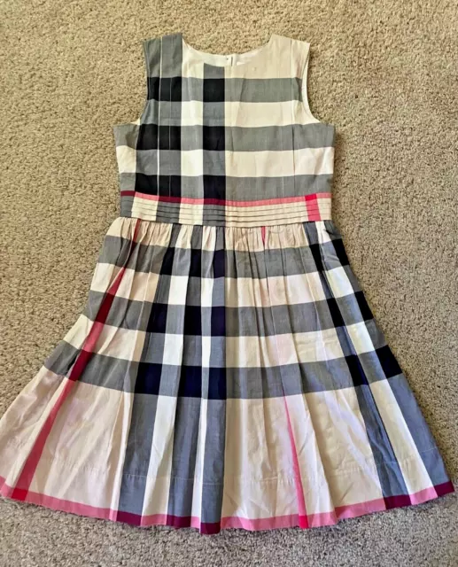 Burberry Girls Pleated New Classic Check Plaid Dress Size 14Y ~ New W/out Tags!