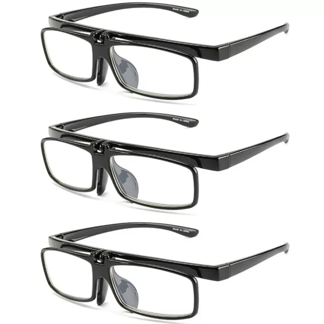3 Pairs Flip Up Down Reading Glasses Anti Blue Light UV Foldable Eyeglass +3.50