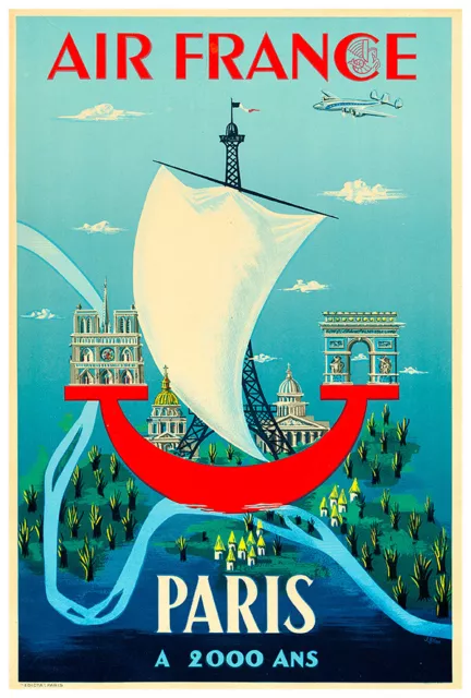 Air France - Paris - Version #2 - Vintage Airline Travel Poster