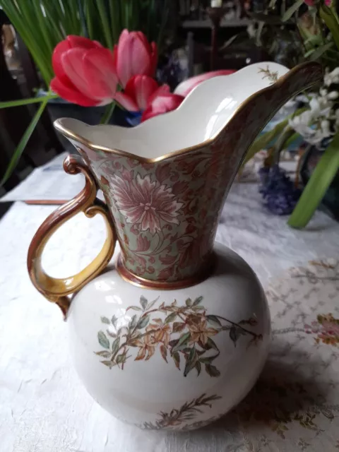 Royal Doulton Burslem pottery Green floral jug 1860-1891 Morris Style