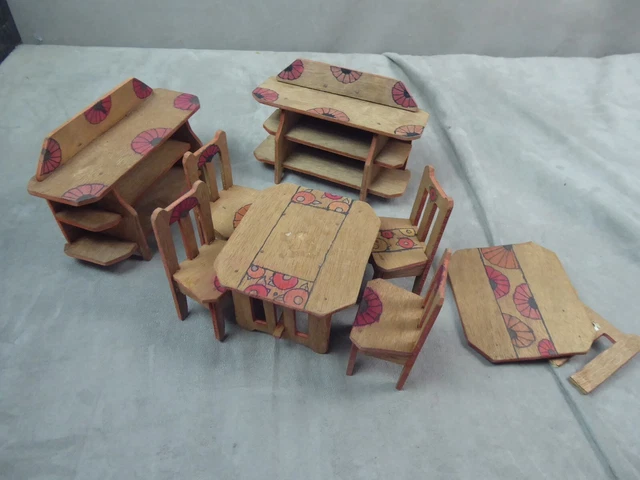 Buffet de cuisine pour poupée en bois, fabrication artisanale , vintage