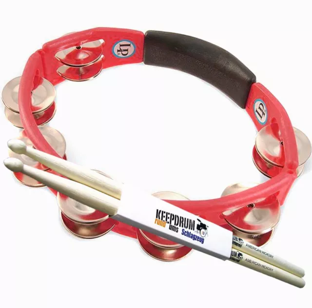 LP Latin Percussion LP151 Cyclops Tambourine + keepdrum Drumsticks