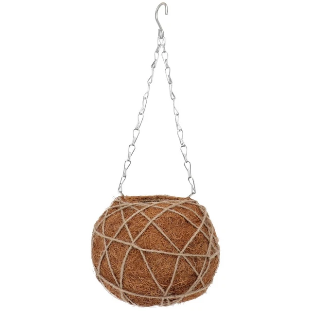 Fioriera sospesa in metallo con fodera in fibra di cocco, 35 cm, vasi da fiori da appendere, in fibra di cocco, supporto decorativo per piante in interni ed esterni