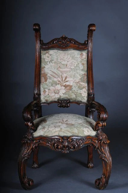 Venetian Rococo Throne Armchair/Armchair Walnut, 20th Jhd. B-168