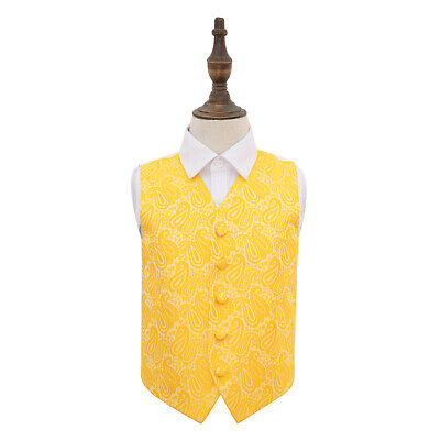 DQT Woven Floral Paisley Gold Page Boys Wedding Waistcoat 2-14 Years