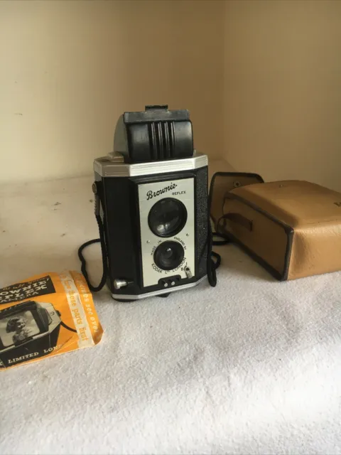 Vintage Kodak Brownie Reflex Camera With Case & Instructions