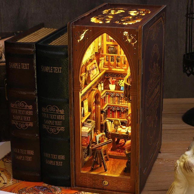 3D DIY MINIATURE Doll House Kit Assembed DIY Book Nook Kits Decor Craft